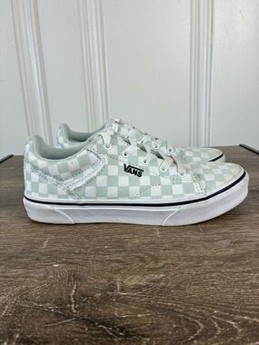Vans Seldan Checkerboard Pale Aqua Canvas Kids Skate Shoes Size 3